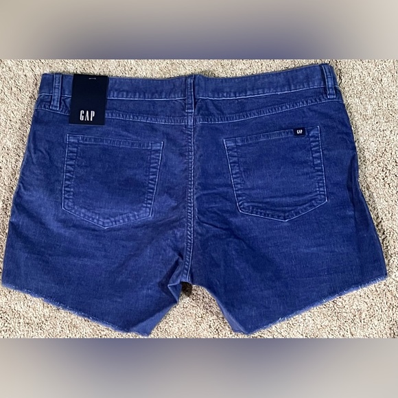 Gap SOFT STRETCH FRAYED HEM MID RISE CORDUROY Shorts, BLUE, Size 14 - Picture 8 of 8